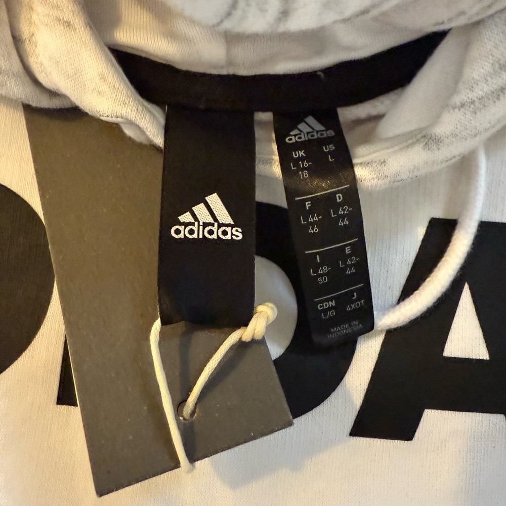 Adidas Heathered Gray Hoodie with Black Logo - Picture 4 of 5